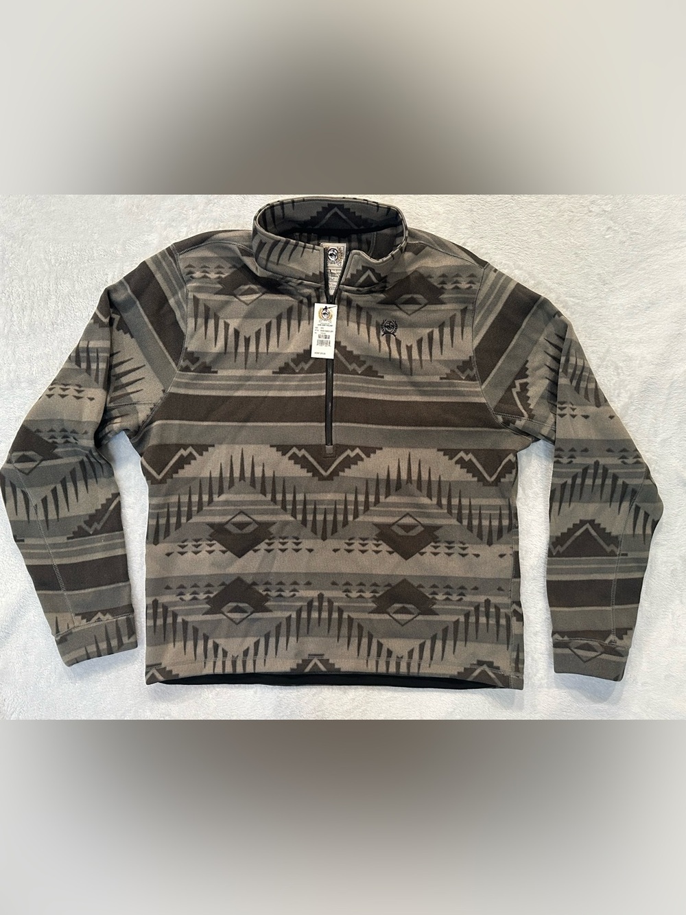 Cinch Men's Gray & Dark Gray Aztec-Pattern Quarter Zip Sweater
